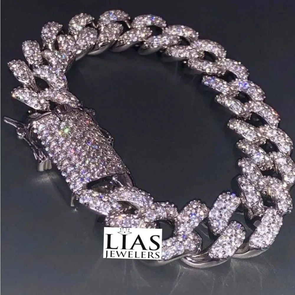 New 18k white gold filled Cuban link bracelet